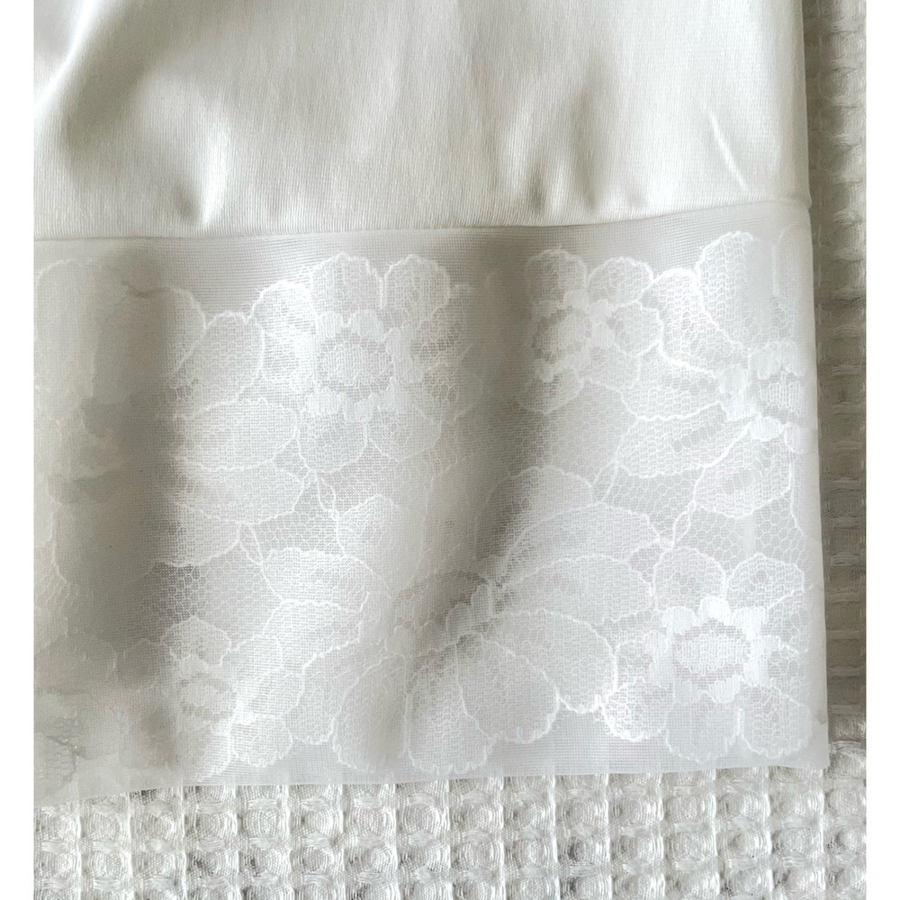 Vintage Vanity Fair Size 34 White Dupont Nylon Antron Full Slip Lace Chiffon - Picture 7 of 7